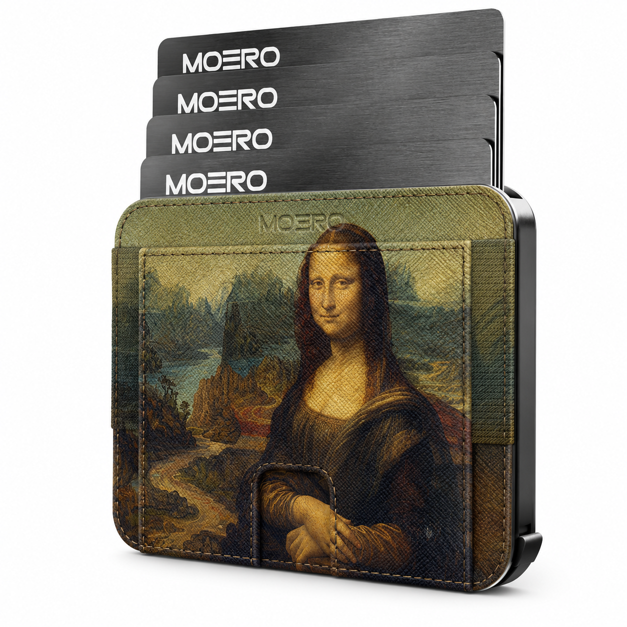 Moero M2 Pro - Gioconda Limited Edition - MagSafe Wallet – Portafoglio RFID in Alluminio e Vera Pelle Saffiano Antigraffio