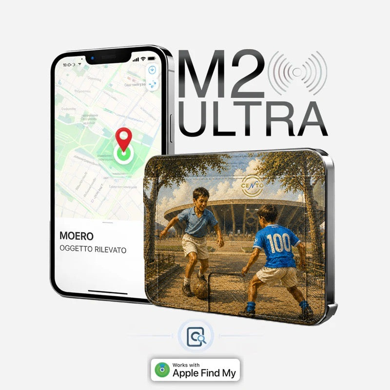 Moero M2 Ultra - Napoli Centenary - Limited Edition – Portafoglio MagSafe con Apple Find My Integrato, Vera Pelle Saffiano e Protezione RFID