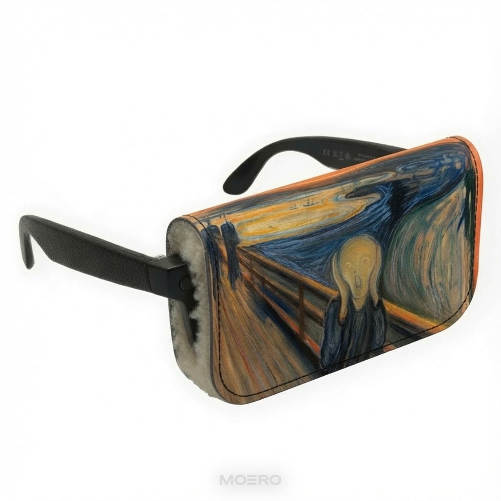 Moero Vision Air L'urlo di Munch Limited Edition – Porta Occhiali Minimalista in Pelle Saffiano Antigraffio con Chiusura Magnetica
