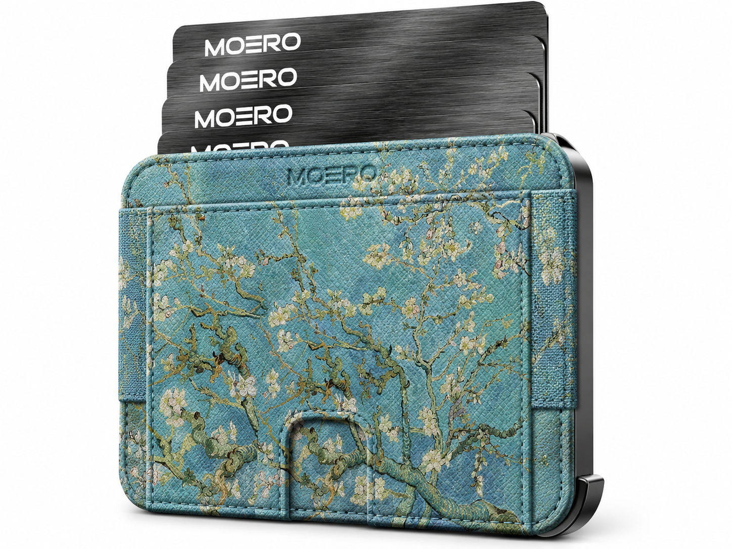 Moero M2 Pro - Ramo di mandorlo in fiore Limited Edition - MagSafe Wallet – Portafoglio RFID in Alluminio e Vera Pelle Saffiano Antigraffio
