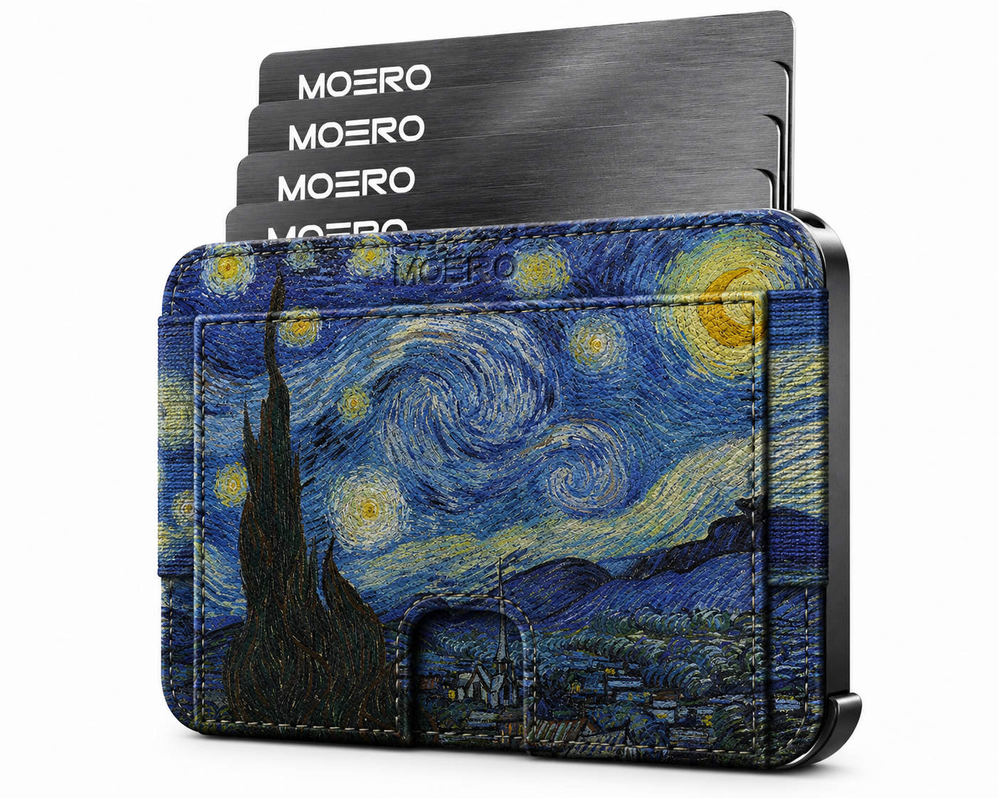 Moero M2 Pro - Notte stellata Limited Edition - MagSafe Wallet – Portafoglio RFID in Alluminio e Vera Pelle Saffiano Antigraffio