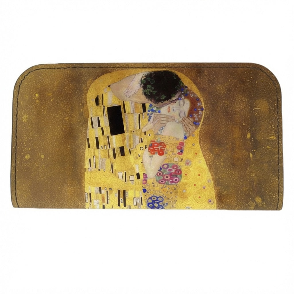 Moero Vision Air Bacio di Klimt Limited Edition – Porta Occhiali Minimalista in Pelle Saffiano Antigraffio con Chiusura Magnetica