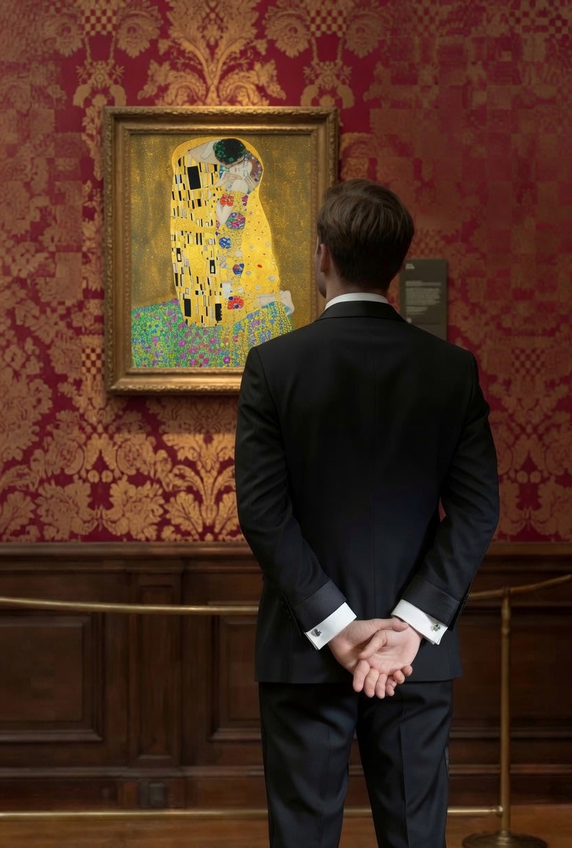 Moero Bacio di Klimt Limited Edition – Portafoglio RFID in Vera Pelle Saffiano con Chiusura Magnetica e Portamonete Zip