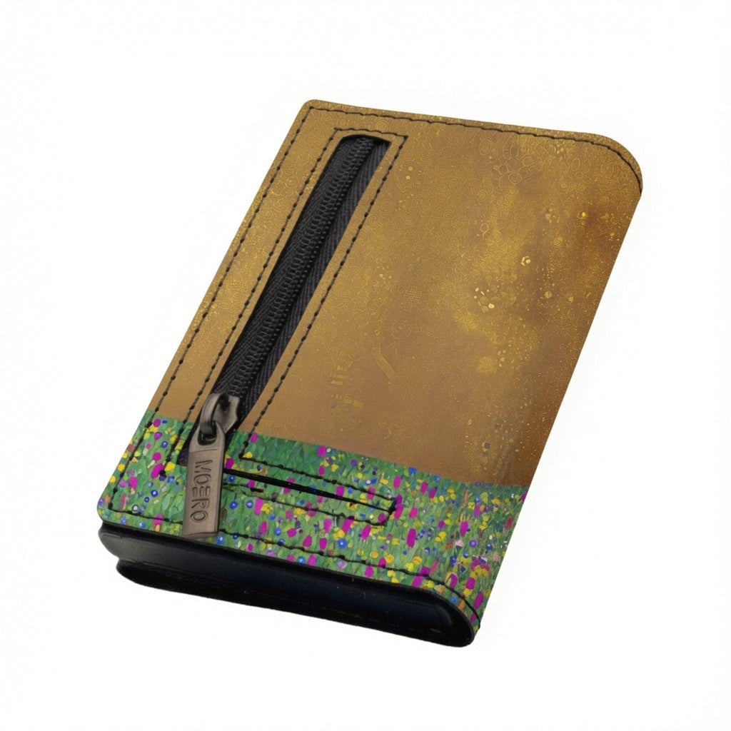 Moero Bacio di Klimt Limited Edition – Portafoglio RFID in Vera Pelle Saffiano con Chiusura Magnetica e Portamonete Zip