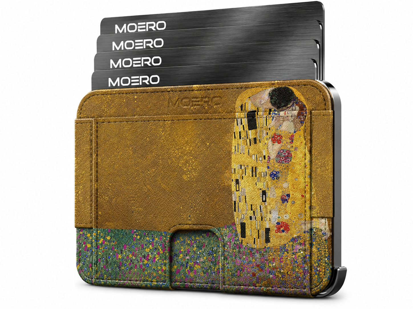 Moero M2 Ultra Il bacio di Klimt Limited Edition – Portafoglio MagSafe con Apple Find My Integrato, Vera Pelle Saffiano e Protezione RFID