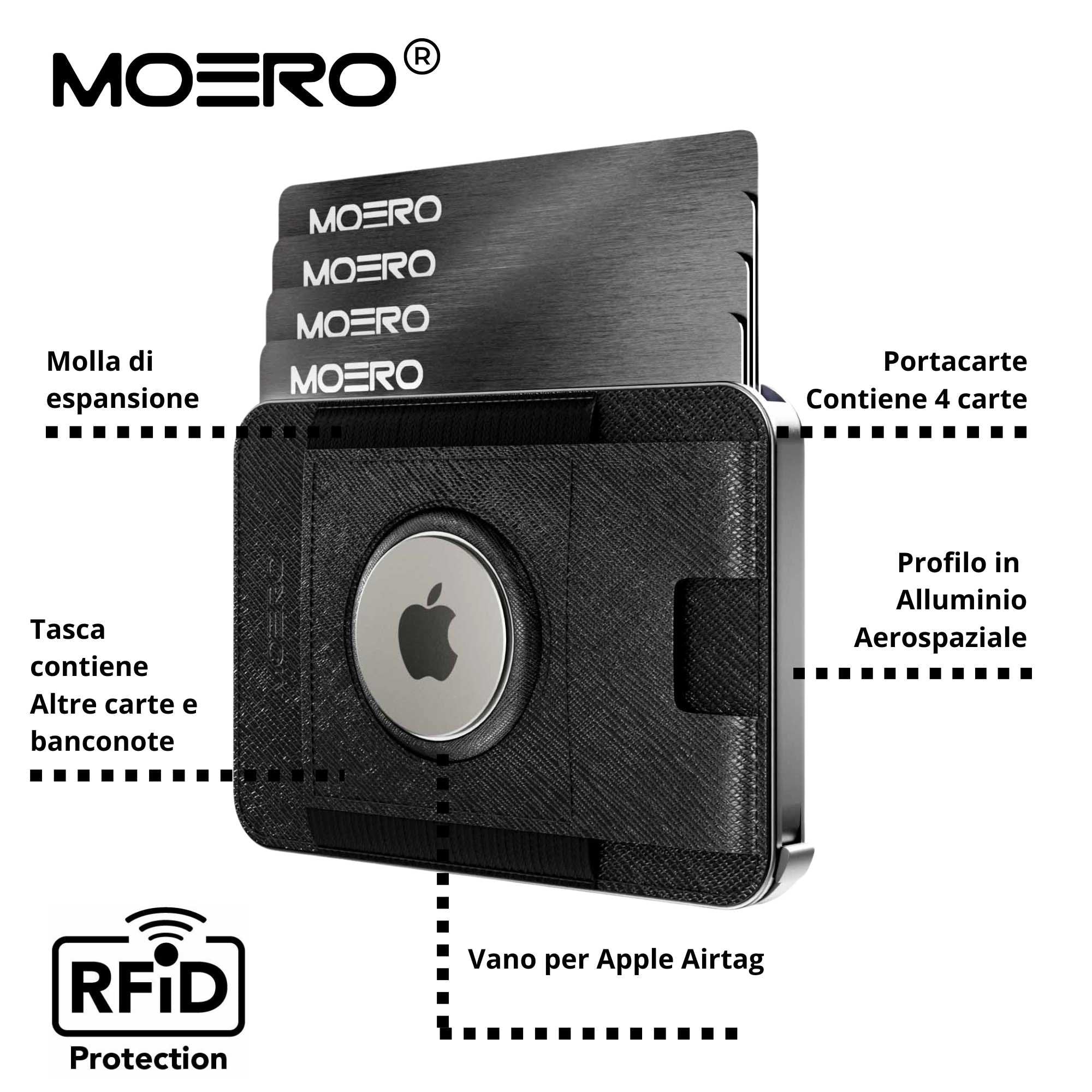 M2 PRO AirTag Saffiano Schwarz