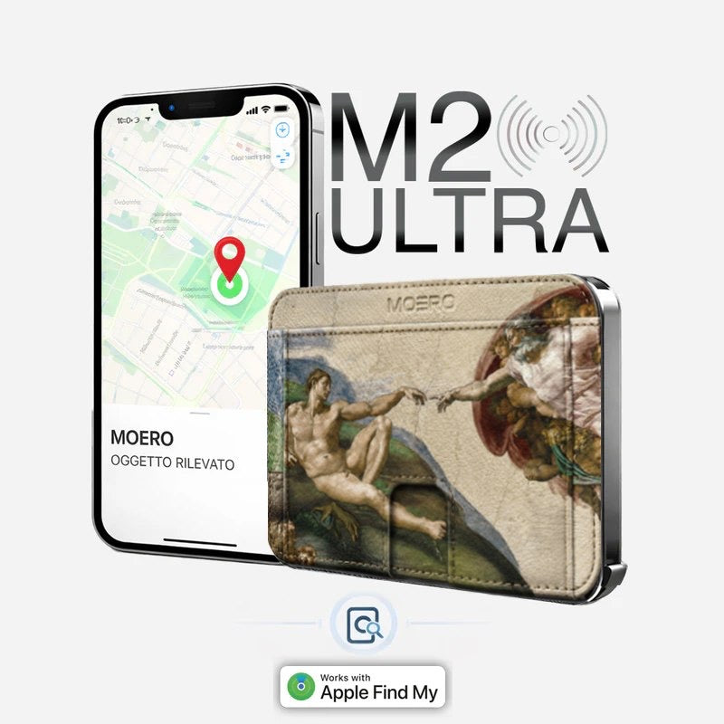 Moero M2 Ultra La creazione di Adamo Limited Edition – Portafoglio MagSafe con Apple Find My Integrato, Vera Pelle Saffiano e Protezione RFID