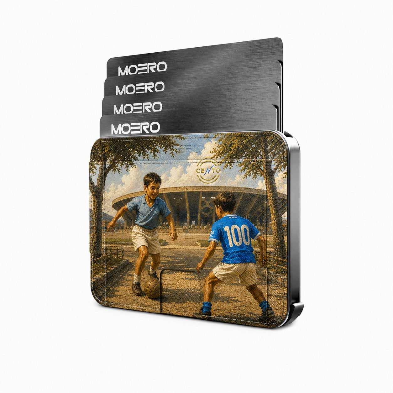 Moero M2 Ultra - Napoli Centenary - Limited Edition – Portafoglio MagSafe con Apple Find My Integrato, Vera Pelle Saffiano e Protezione RFID