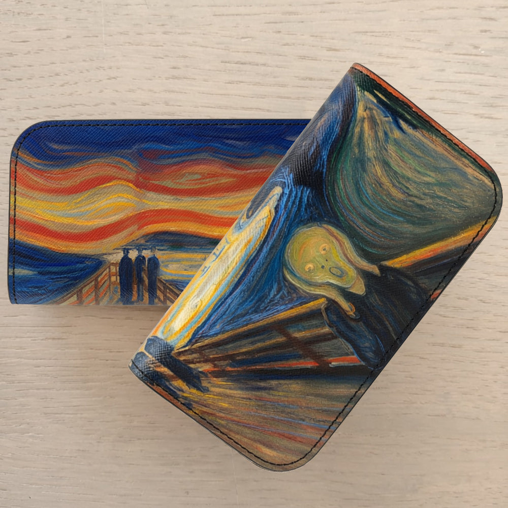 Moero Vision Air L'urlo di Munch Limited Edition – Porta Occhiali Minimalista in Pelle Saffiano Antigraffio con Chiusura Magnetica
