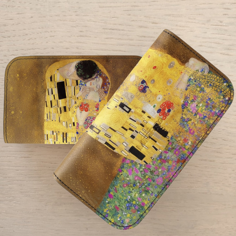 Moero Vision Air Bacio di Klimt Limited Edition – Porta Occhiali Minimalista in Pelle Saffiano Antigraffio con Chiusura Magnetica