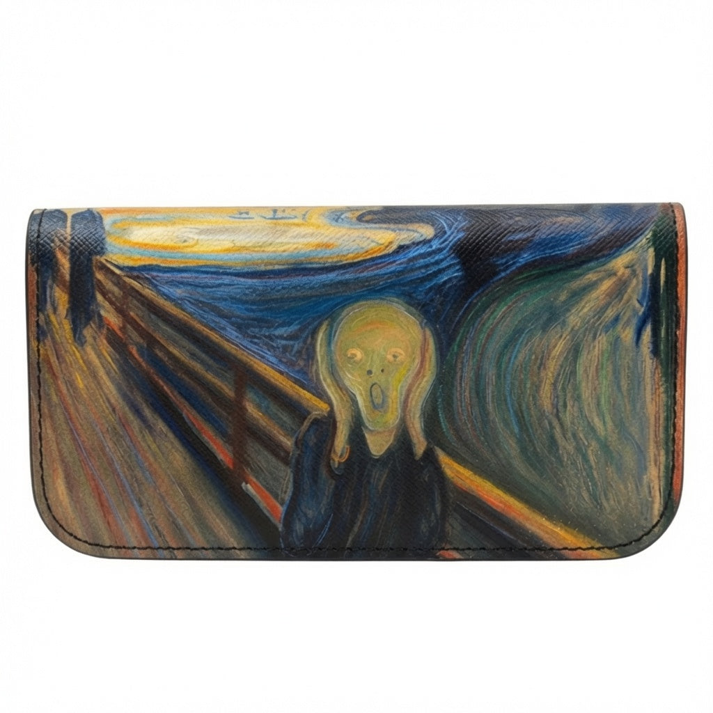 Moero Vision Air L'urlo di Munch Limited Edition – Porta Occhiali Minimalista in Pelle Saffiano Antigraffio con Chiusura Magnetica