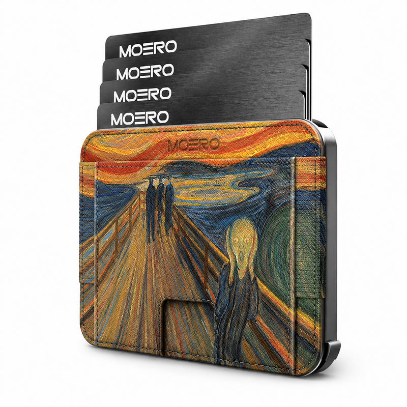 Moero M2 Pro - L'urlo di Munch Limited Edition - MagSafe Wallet  – Portafoglio RFID in Alluminio e Vera Pelle Saffiano Antigraffio